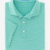 Clearance J. McLaughlin Springer Performance Polo In Murphy Stripe Seafoam/Light Blue/White