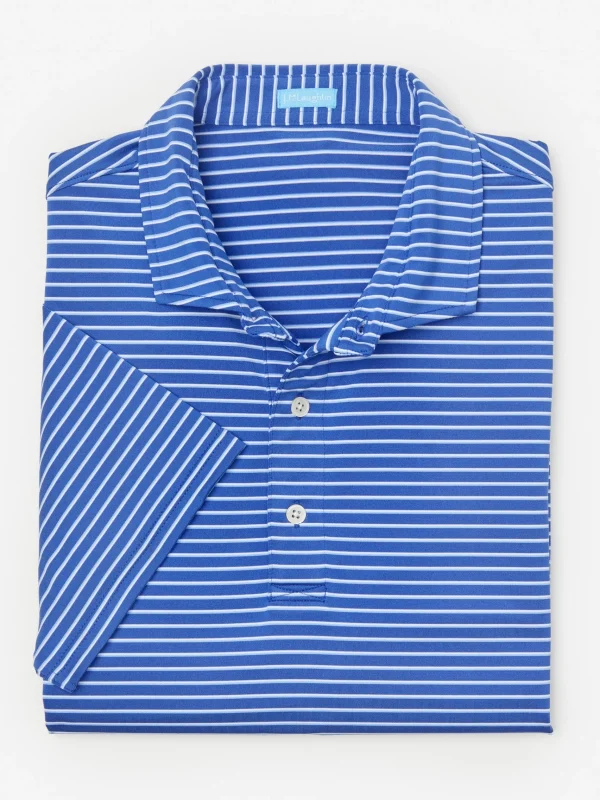 Clearance J. McLaughlin Springer Performance Polo In Murphy Stripe Blue/Light Blue/White