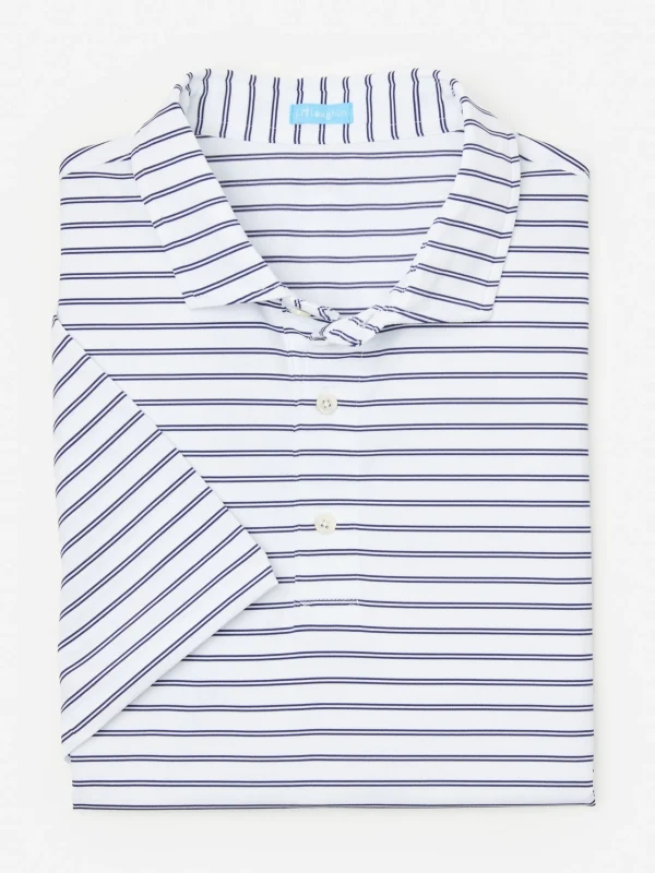 Sale J. McLaughlin Springer Performance Polo In Harbor Stripe White/Navy