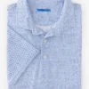 Flash Sale J. McLaughlin Springer Performance Polo In Mini Quatrefoil White/Blue