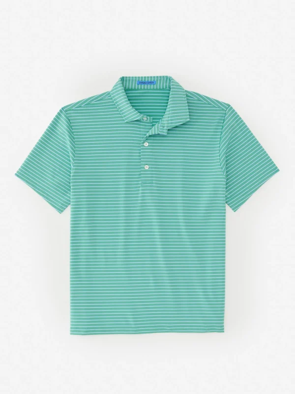 Clearance J. McLaughlin Springer Performance Polo In Murphy Stripe Seafoam/Light Blue/White