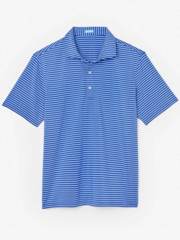 Clearance J. McLaughlin Springer Performance Polo In Murphy Stripe Blue/Light Blue/White