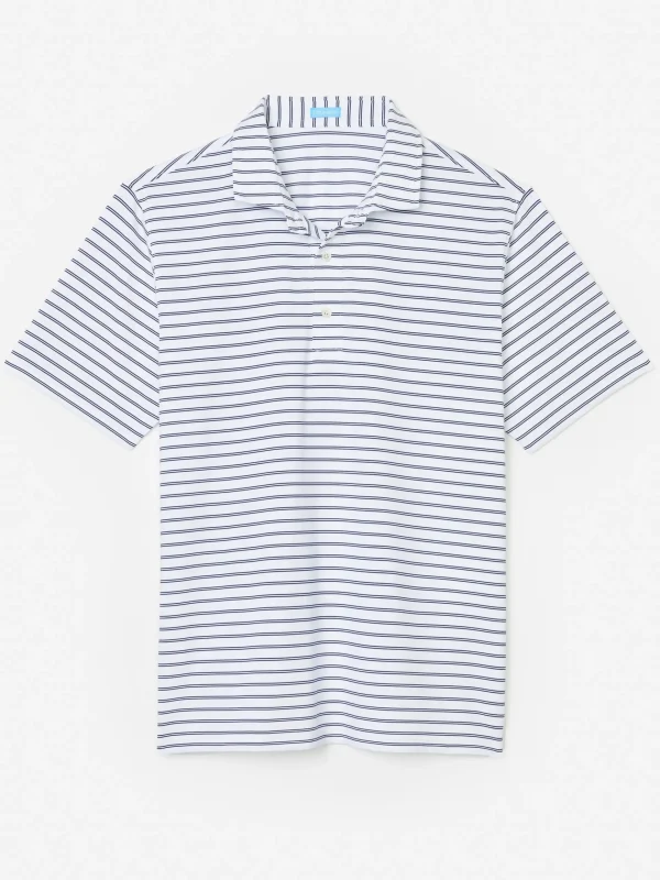 Sale J. McLaughlin Springer Performance Polo In Harbor Stripe White/Navy