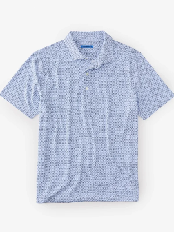 Flash Sale J. McLaughlin Springer Performance Polo In Mini Quatrefoil White/Blue