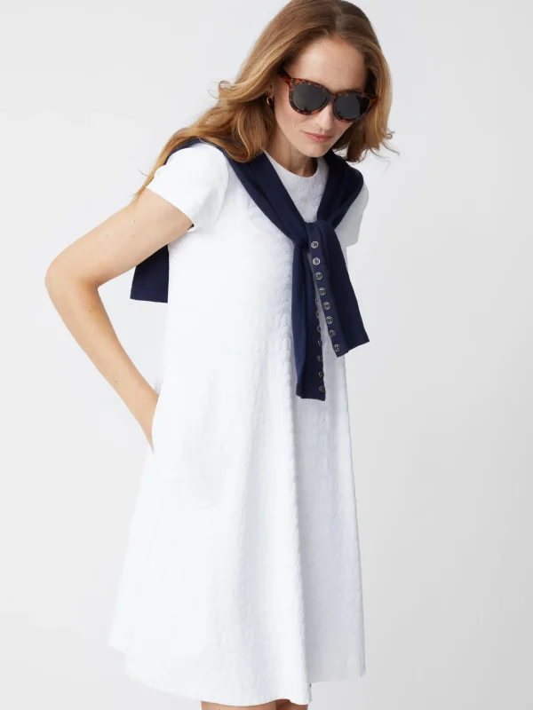 Flash Sale J. McLaughlin Swing Dress In Deco Tulip Jacquard White