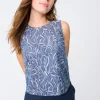 Store J. McLaughlin Sylvie Sleeveless Top In Leaf Lover Jacquard Denim