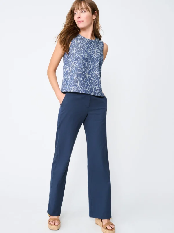 Store J. McLaughlin Sylvie Sleeveless Top In Leaf Lover Jacquard Denim