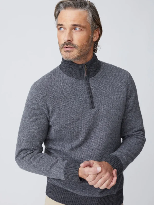 Hot J. McLaughlin Tate Cashmere Sweater In Birdseye Heather Medium Gray/Heather Silver