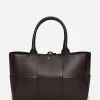 Store J. McLaughlin Tessare Woven Leather Handbag Dark Brown