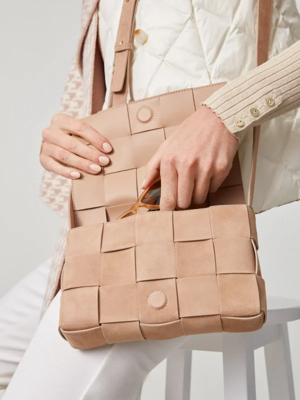 Outlet J. McLaughlin Una Woven Suede Crossbody Sand