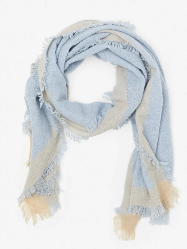 Sale J. McLaughlin Veronica Cashmere Scarf Blue/Light Camel