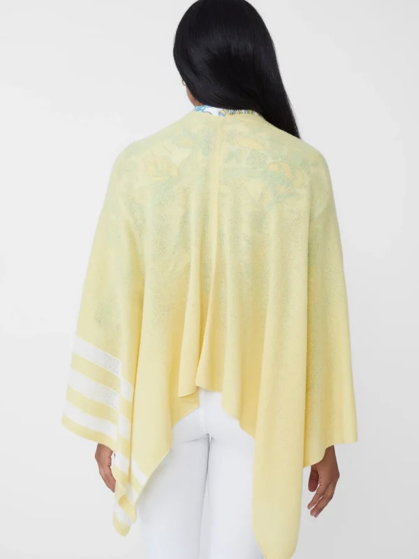 New J. McLaughlin Veronique Cashmere Wrap In Stripe Yellow/Off White