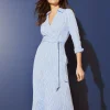 Flash Sale J. McLaughlin Verte Dress In Textured Ridge White/Blue