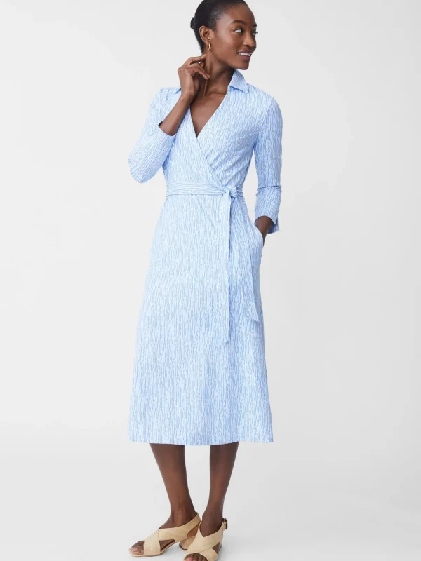 Flash Sale J. McLaughlin Verte Dress In Textured Ridge White/Blue