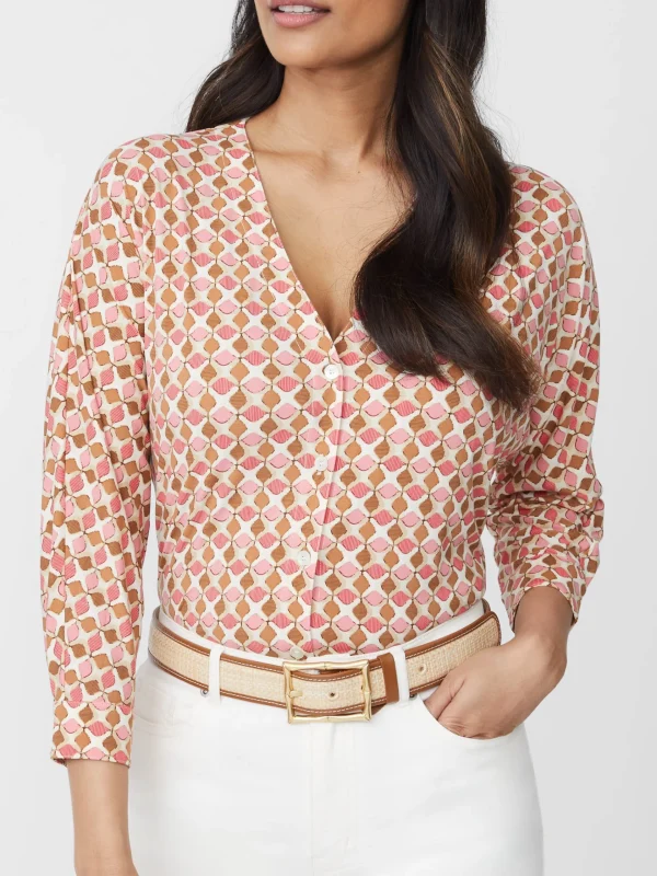 Flash Sale J. McLaughlin Viola Top In Hexcomb Brown/Coral