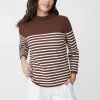 Cheap J. McLaughlin Virginie Sweater In Stripe Brown/Off White