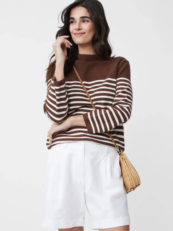 Cheap J. McLaughlin Virginie Sweater In Stripe Brown/Off White