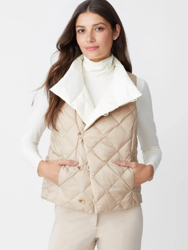 Best Sale J. McLaughlin Vivian Reversible Puffer Vest Egret White