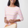 New J. McLaughlin Wavesong Tee In Bangle Multi Stripe Pink/Coral