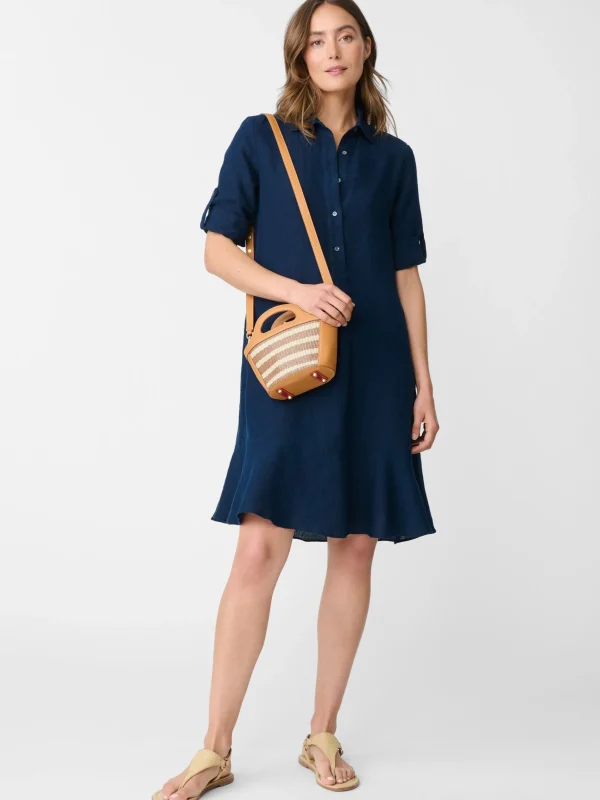 Outlet J. McLaughlin Wellesley Linen Dress Navy