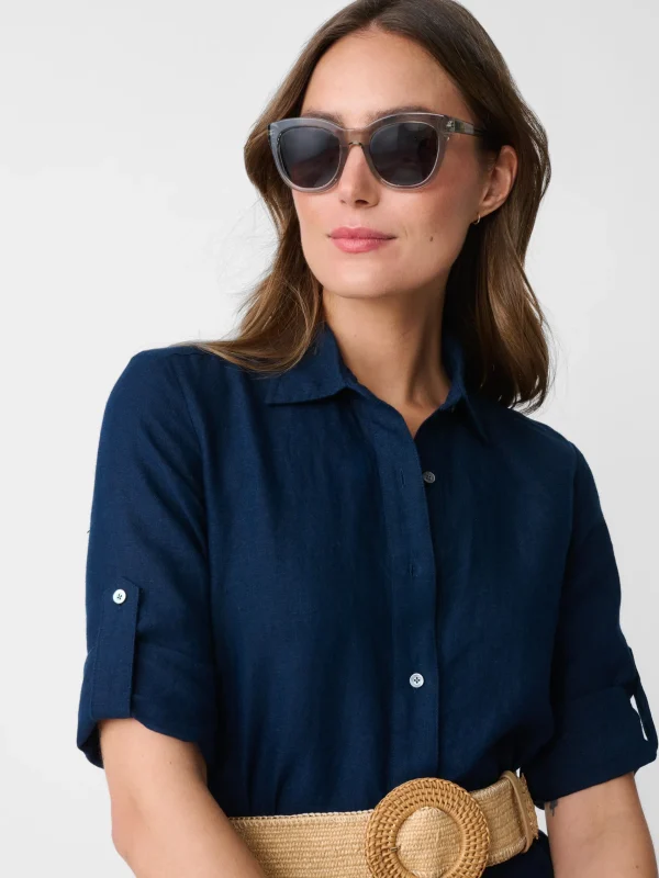 Outlet J. McLaughlin Wellesley Linen Dress Navy