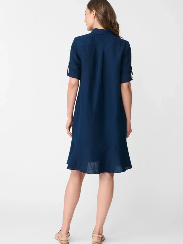 Outlet J. McLaughlin Wellesley Linen Dress Navy