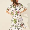 Best Sale J. McLaughlin Wellesley Linen Dress In Jardin Mariposa White/Multi