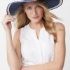 New J. McLaughlin Willemstad Straw Hat In Stripe Navy/Orange