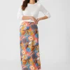 Clearance J. McLaughlin Zahara Skirt In Terra Blossom Bias Blue/Coral/Orange